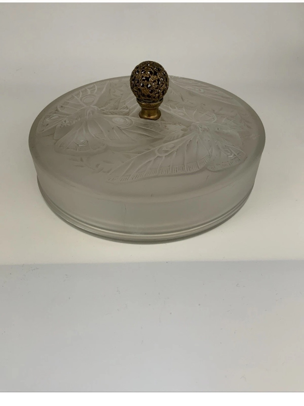 Vintage 1930s Art Deco Verlys France Crystal Butterfly Dresser Box Signed
